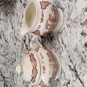 Vintage Alfred Meakin Fair Winds Sugar Bowl And Creamer